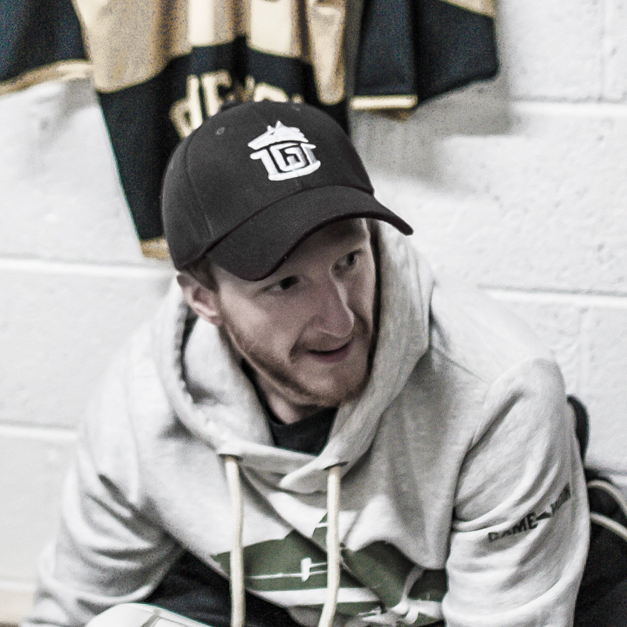 GAME-WORN® Melton Wool Ice Hockey Cap True Sable Black with Grey