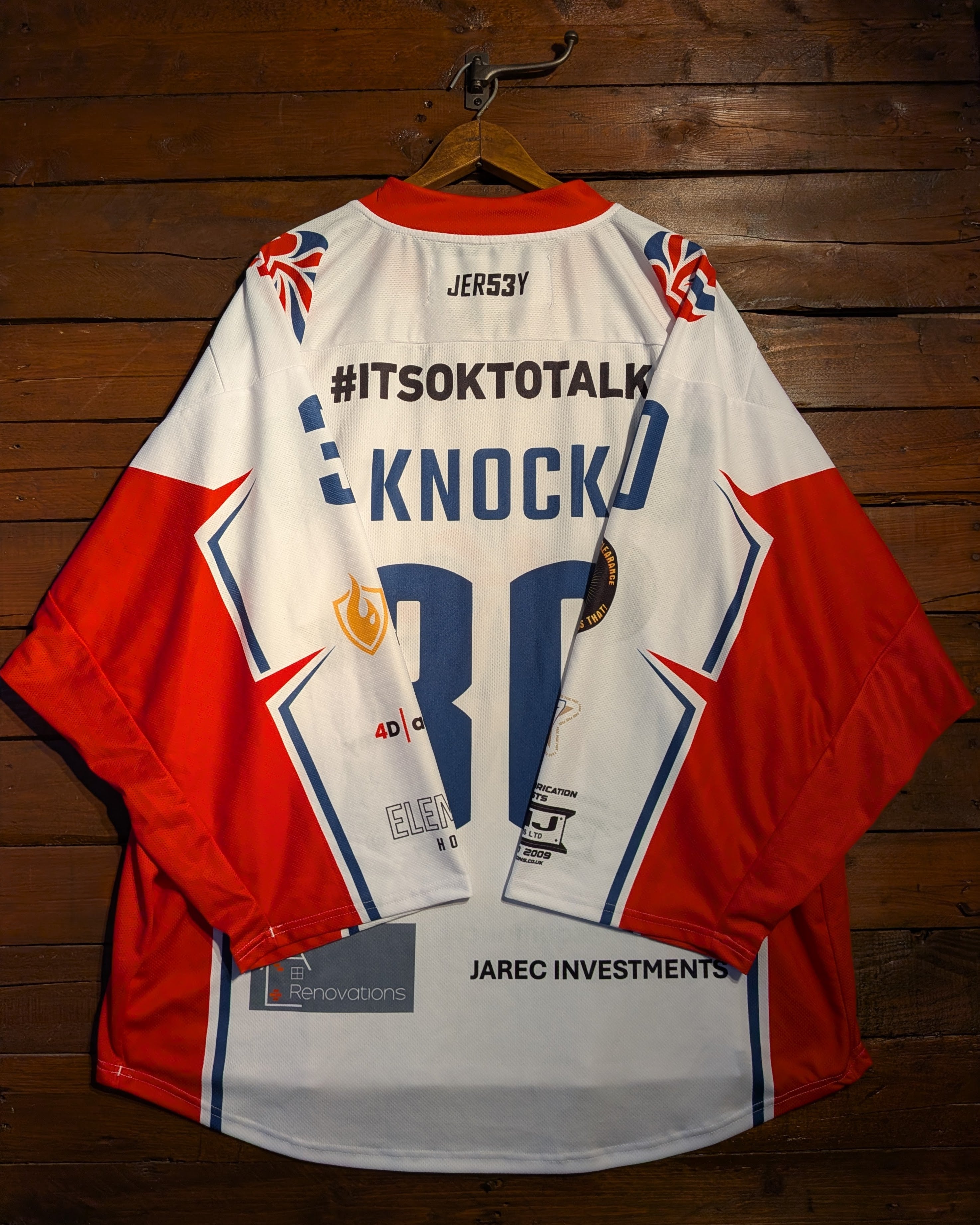 GAME-WORN 2025 Great Britain Inline Hockey Jersey KNOCK #30 White