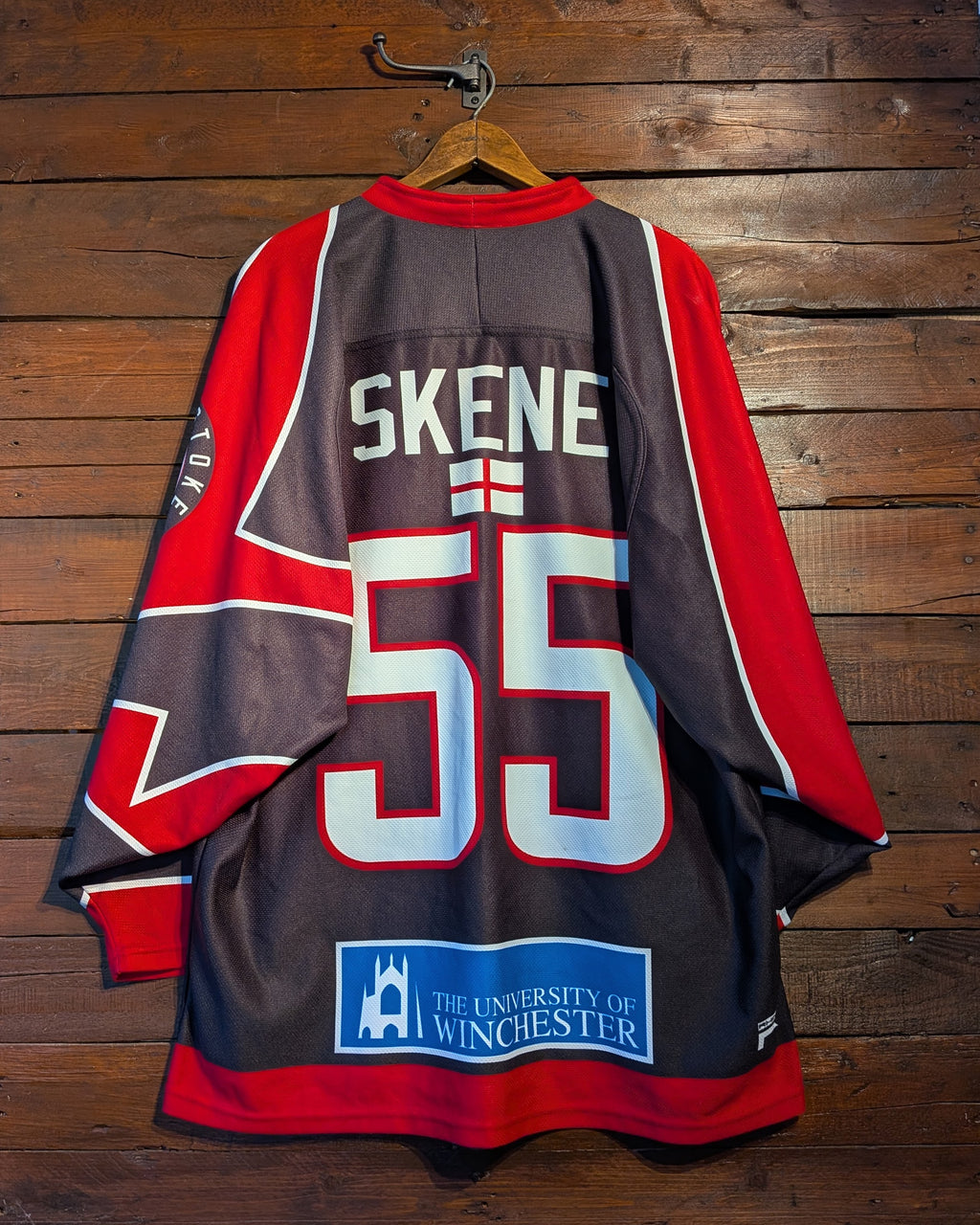 GAME-WORN 2014-15 Basingstoke Bison Ice Hockey Jersey #55 Ricky Skene