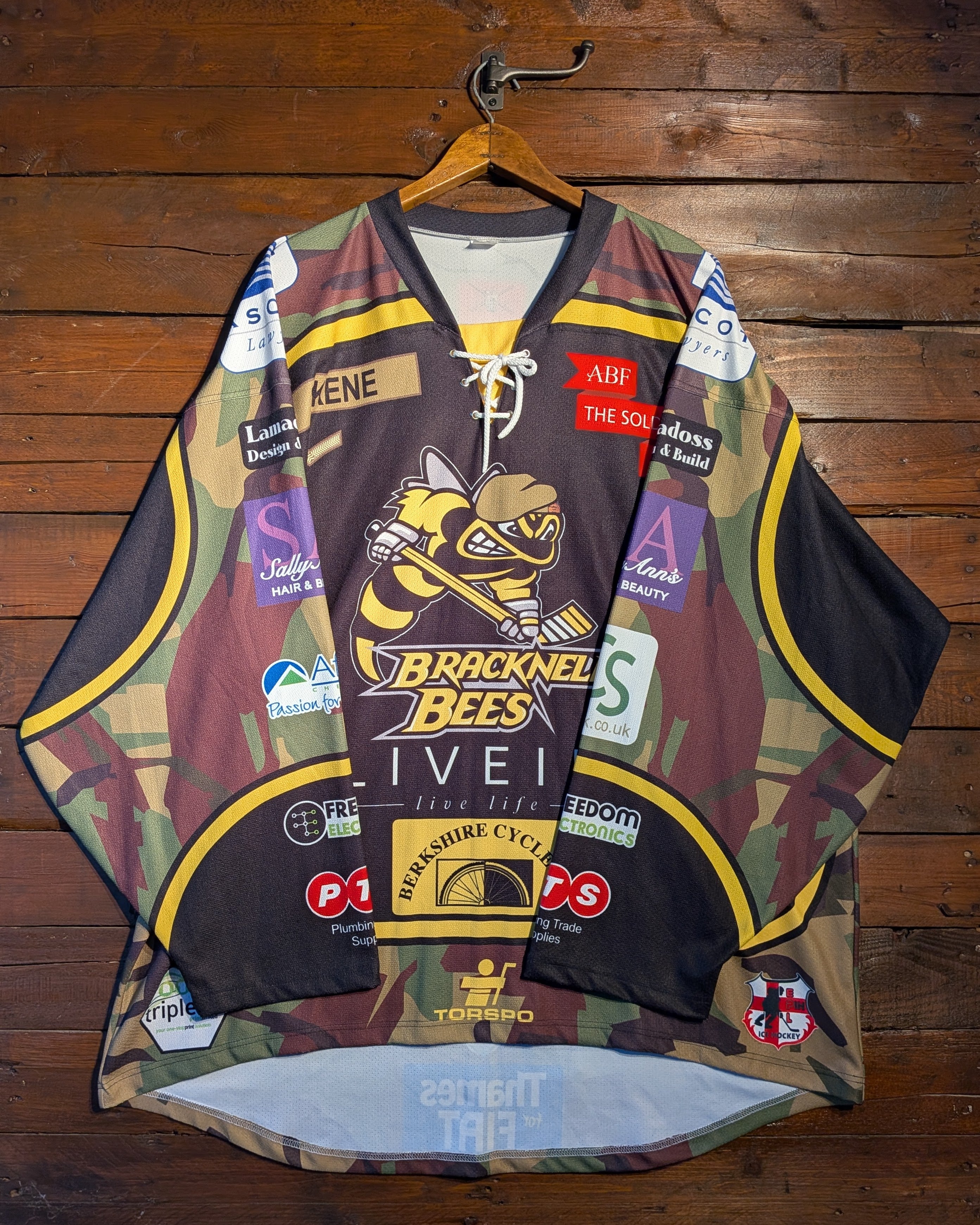 GAME-WORN 2011-12 Bracknell Bees Ice Hockey Jersey #55 Ricky Skene