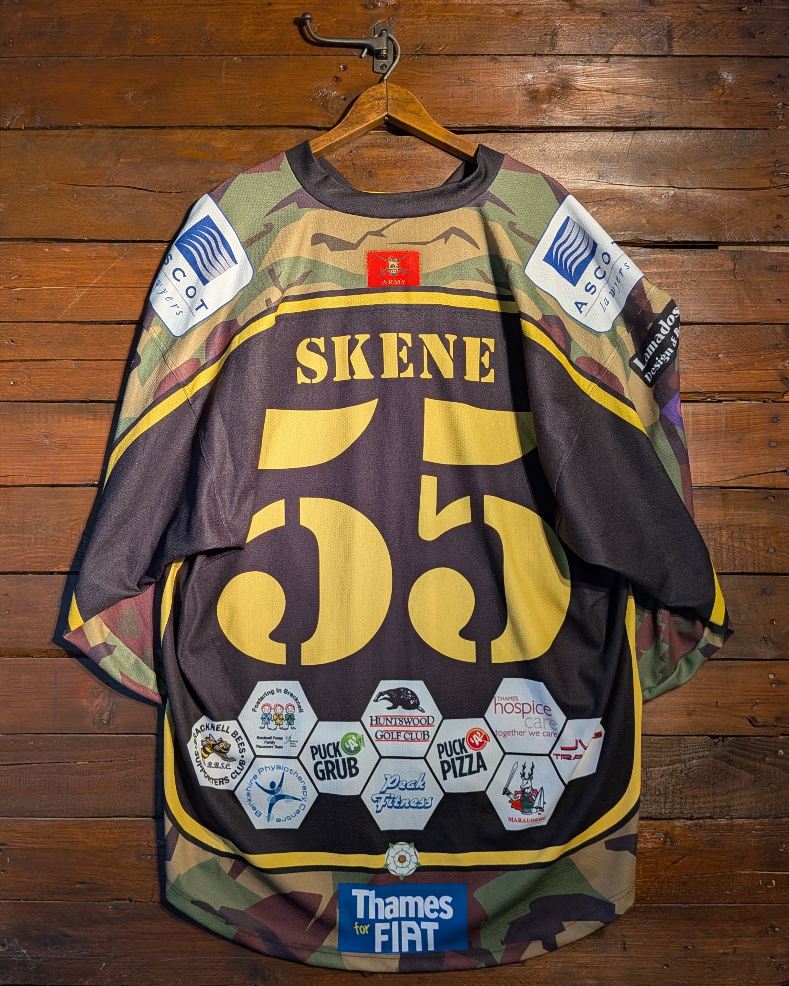 GAME-WORN 2011-12 Bracknell Bees Ice Hockey Jersey #55 Ricky Skene